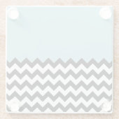 Zwarte en witte zigzag Patroon, Chevron, blauw Glazen Onderzetter (Achterkant)