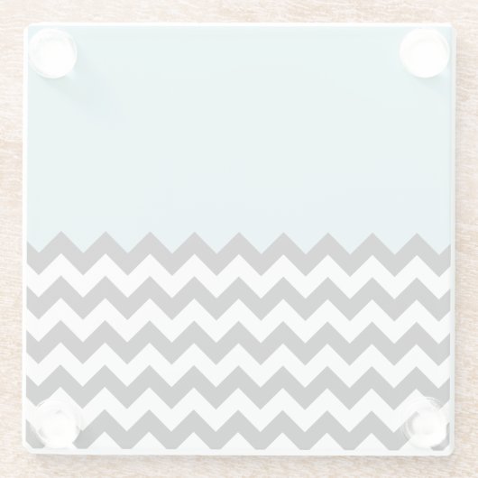 Zwarte en witte zigzag Patroon, Chevron, blauw Glazen Onderzetter (Achterkant)