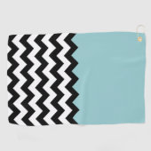 Zwarte en witte zigzag Patroon, Chevron, blauw Golfhanddoek (Horizontaal)