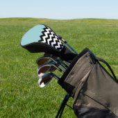 Zwarte en witte zigzag Patroon, Chevron, blauw Golfheadcover (Insitu)