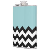 Zwarte en witte zigzag Patroon, Chevron, blauw Heupfles (Links)