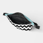 Zwarte en witte zigzag Patroon, Chevron, blauw Heuptasje (Open)