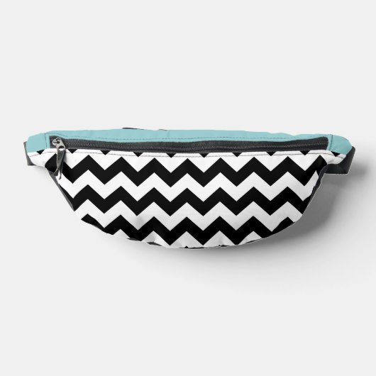 Zwarte en witte zigzag Patroon, Chevron, blauw Heuptasje (Liggend)