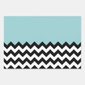 Zwarte en witte zigzag Patroon, Chevron, blauw Inpakpapier Vel (Voorkant 3)