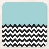 Zwarte en witte zigzag Patroon, Chevron, blauw Kartonnen Onderzetters (Voorkant)