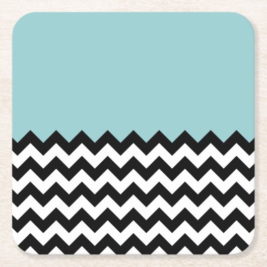 Zwarte en witte zigzag Patroon, Chevron, blauw Kartonnen Onderzetters (Voorkant)
