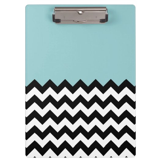 Zwarte en witte zigzag Patroon, Chevron, blauw Klembord (Voorkant)