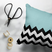Zwarte en witte zigzag Patroon, Chevron, blauw Kussensloop
