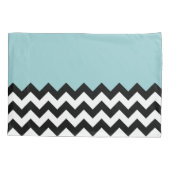 Zwarte en witte zigzag Patroon, Chevron, blauw Kussensloop (Achterkant)