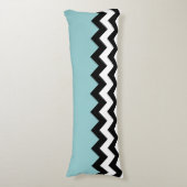 Zwarte en witte zigzag Patroon, Chevron, blauw Lichaamskussen (Voorkant Verticaal)