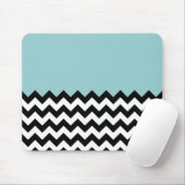 Zwarte en witte zigzag Patroon, Chevron, blauw Muismat (Met muis)