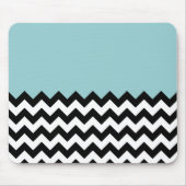Zwarte en witte zigzag Patroon, Chevron, blauw Muismat (Voorkant)