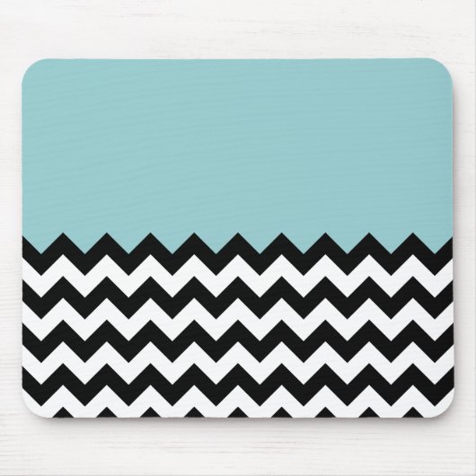 Zwarte en witte zigzag Patroon, Chevron, blauw Muismat (Voorkant)