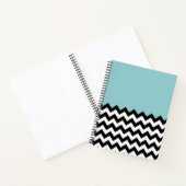Zwarte en witte zigzag Patroon, Chevron, blauw Notitieboek (Binnen)