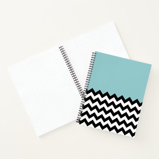 Zwarte en witte zigzag Patroon, Chevron, blauw Notitieboek (Binnen)