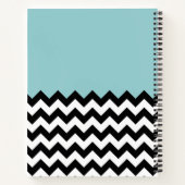 Zwarte en witte zigzag Patroon, Chevron, blauw Notitieboek (Achterkant)