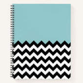 Zwarte en witte zigzag Patroon, Chevron, blauw Notitieboek (Voorkant)