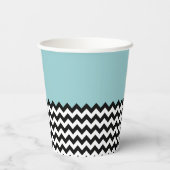 Zwarte en witte zigzag Patroon, Chevron, blauw Papieren Bekers (Achterkant)