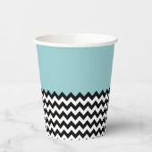 Zwarte en witte zigzag Patroon, Chevron, blauw Papieren Bekers (Links)