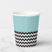 Zwarte en witte zigzag Patroon, Chevron, blauw Papieren Bekers (Rechts)