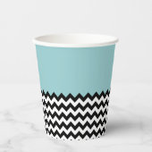 Zwarte en witte zigzag Patroon, Chevron, blauw Papieren Bekers (Voorkant)