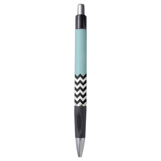 Zwarte en witte zigzag Patroon, Chevron, blauw Pen (Voorkant Verticaal)
