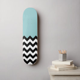 Zwarte en witte zigzag Patroon, Chevron, blauw Persoonlijk Skateboard