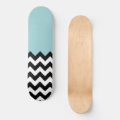 Zwarte en witte zigzag Patroon, Chevron, blauw Persoonlijk Skateboard (Voorkant)