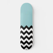 Zwarte en witte zigzag Patroon, Chevron, blauw Persoonlijk Skateboard (Voorkant)
