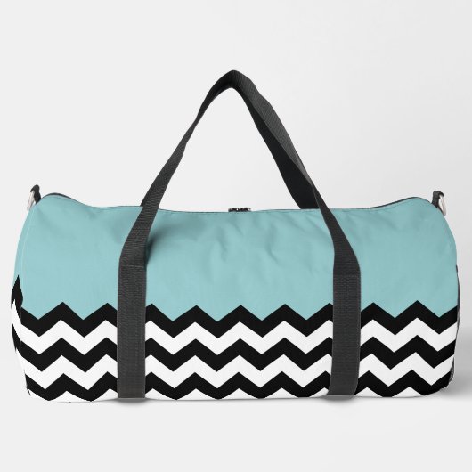 Zwarte en witte zigzag Patroon, Chevron, blauw Plunjezak (Voorkant)
