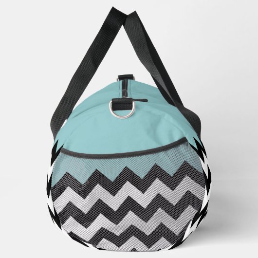 Zwarte en witte zigzag Patroon, Chevron, blauw Plunjezak (Rechts)