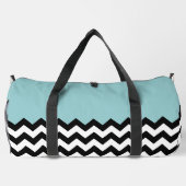 Zwarte en witte zigzag Patroon, Chevron, blauw Plunjezak (Achterkant)