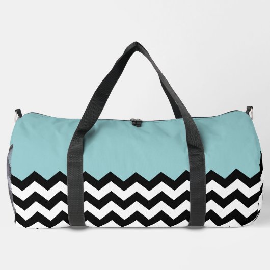 Zwarte en witte zigzag Patroon, Chevron, blauw Plunjezak (Achterkant)