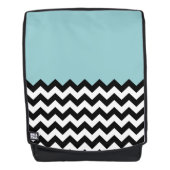Zwarte en witte zigzag Patroon, Chevron, blauw Rugtassen (Voorkant)