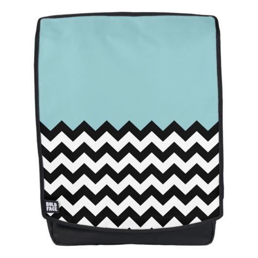 Zwarte en witte zigzag Patroon, Chevron, blauw Rugtassen (Voorkant)