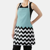 Zwarte en witte zigzag Patroon, Chevron, blauw Schort (Insitu)