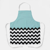 Zwarte en witte zigzag Patroon, Chevron, blauw Schort (Voorkant)