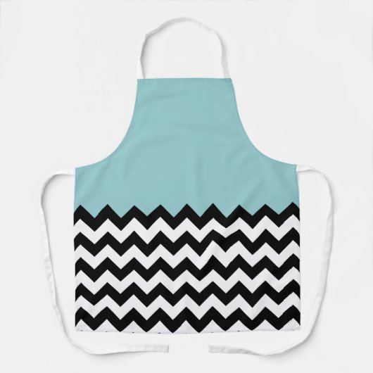 Zwarte en witte zigzag Patroon, Chevron, blauw Schort (Voorkant)