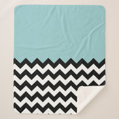 Zwarte en witte zigzag Patroon, Chevron, blauw Sherpa Deken (Voorkant)