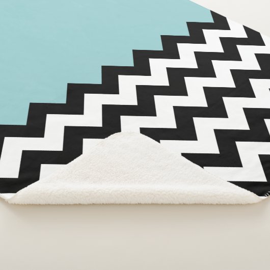 Zwarte en witte zigzag Patroon, Chevron, blauw Sherpa Deken (3/4)