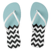 Zwarte en witte zigzag Patroon, Chevron, blauw Teenslippers (Voetbed)
