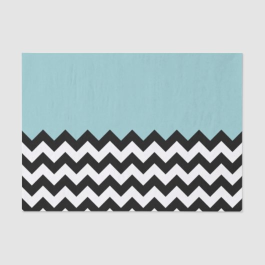 Zwarte en witte zigzag Patroon, Chevron, blauw Tissuepapier (Voorkant)