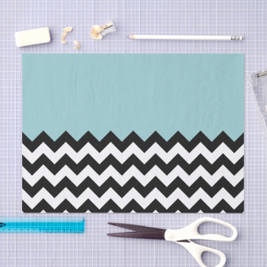 Zwarte en witte zigzag Patroon, Chevron, blauw Tissuepapier (Craft)