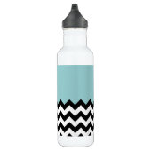 Zwarte en witte zigzag Patroon, Chevron, blauw Waterfles (Rechts)