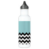 Zwarte en witte zigzag Patroon, Chevron, blauw Waterfles (Links)