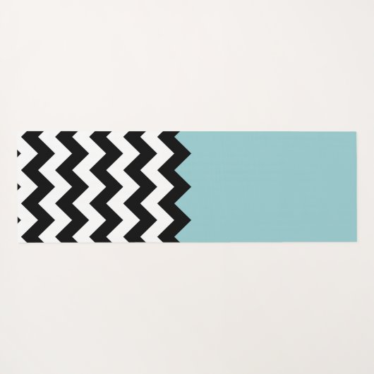 Zwarte en witte zigzag Patroon, Chevron, blauw Yogamat (Achterkant (horizontaal))