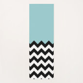 Zwarte en witte zigzag Patroon, Chevron, blauw Yogamat (Voorkant)