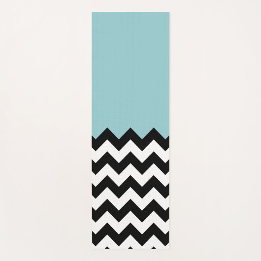 Zwarte en witte zigzag Patroon, Chevron, blauw Yogamat (Voorkant)