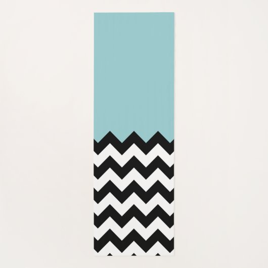 Zwarte en witte zigzag Patroon, Chevron, blauw Yogamat (Achterkant)