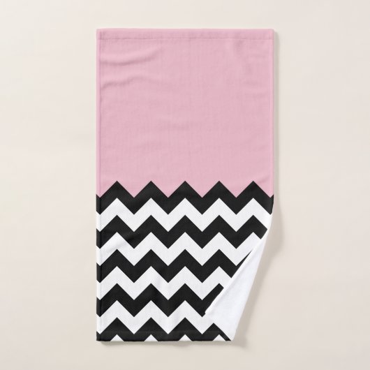 Zwarte en witte zigzag Patroon, Chevron, Roze Bad Handdoek (Handdoek)